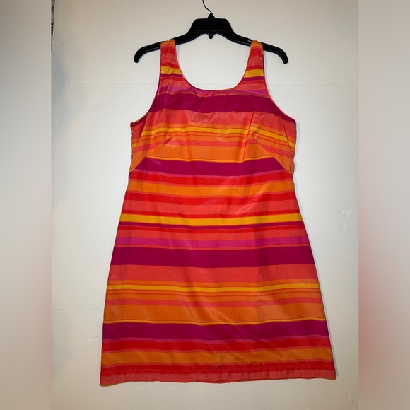 Oleg Cassini Orange Pink And Yellow Bodycon Dress Size 10 - Picture 4 of 7